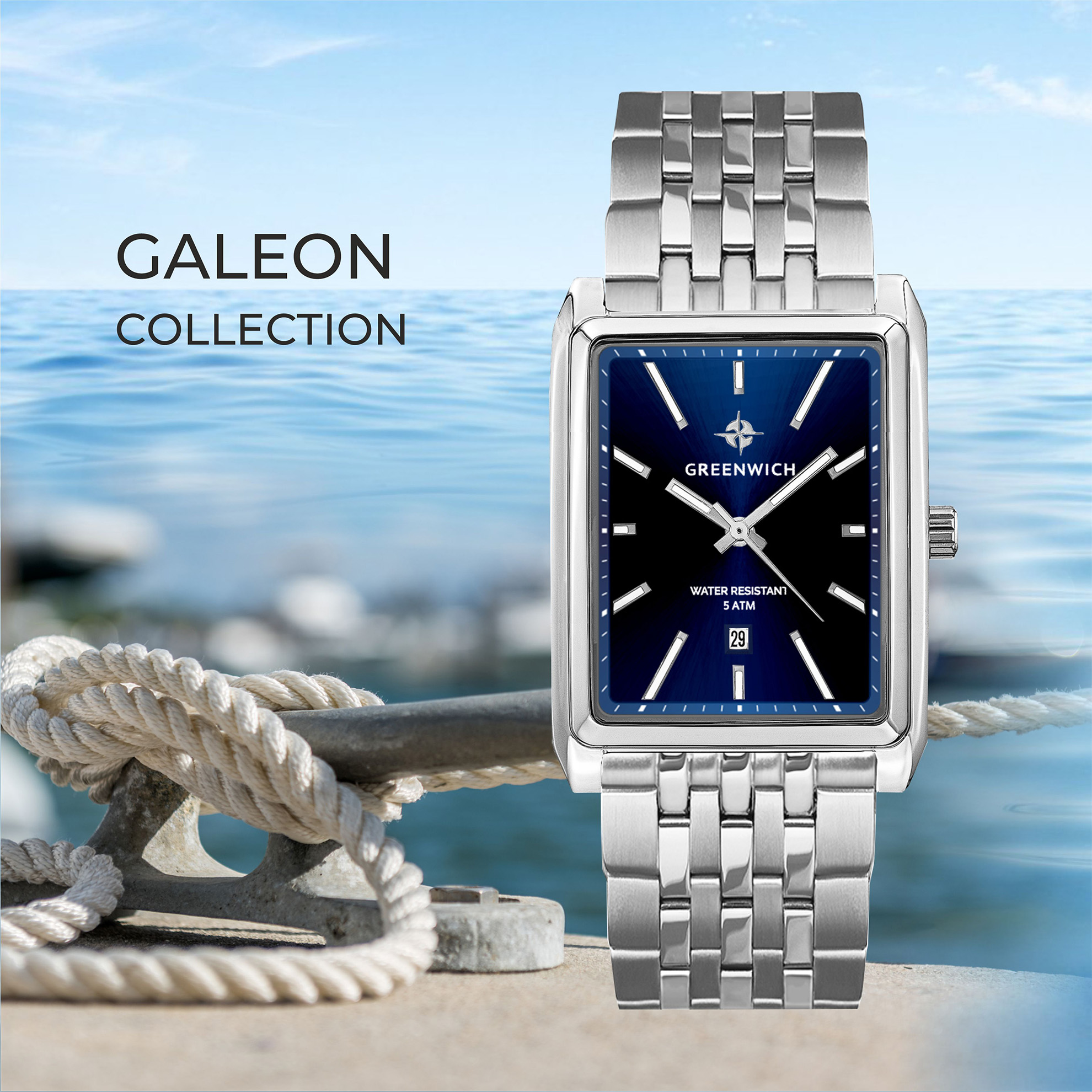 Лето: мужские прямоугольные часы Galeon